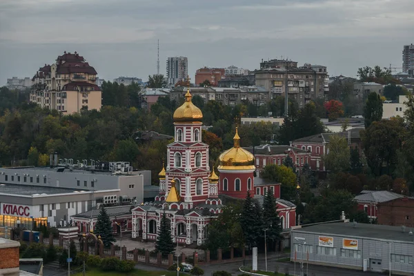 Panorama Van Het Centrale Deel Van Kharkiv Met Kathedraal Van — Stockfoto