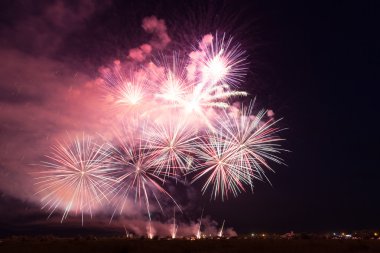gece gökyüzü üzerinde renkli havai fişek