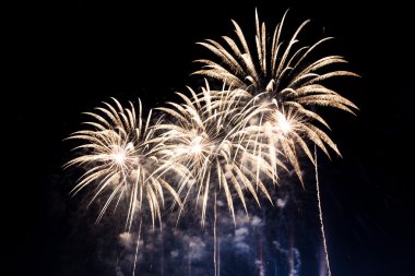 gece gökyüzü üzerinde renkli havai fişek