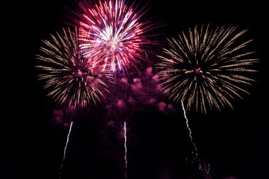 gece gökyüzü üzerinde renkli havai fişek