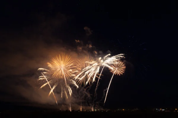 Colorful fireworks over night sky — Stock Photo, Image