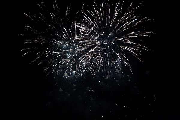 Fuochi d'artificio colorati nel cielo notturno — Foto Stock