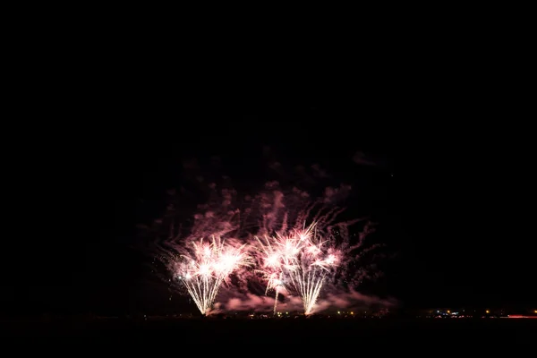 Colorful fireworks over night sky — Stock Photo, Image