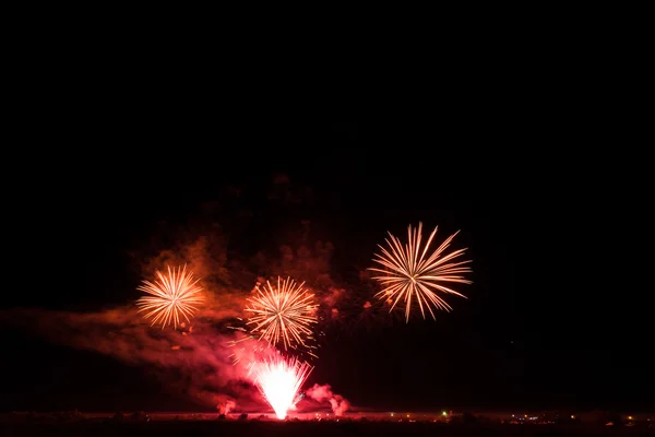 Colorful fireworks over night sky — Stock Photo, Image