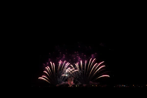 Colorful fireworks over night sky — Stock Photo, Image