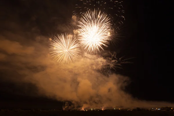 Colorful fireworks over night sky — Stock Photo, Image