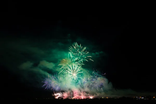 Colorful fireworks over night sky — Stock Photo, Image