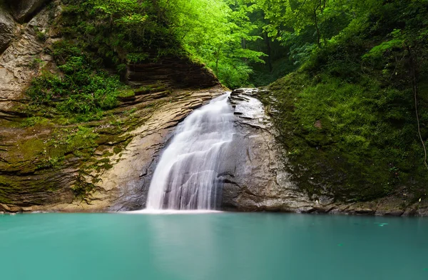 Cascade tropicale, tombe sur la rivière meshoko, République d'Adyg — Photo