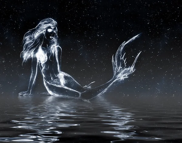 Mermaid in the starry sky — Stock Photo, Image