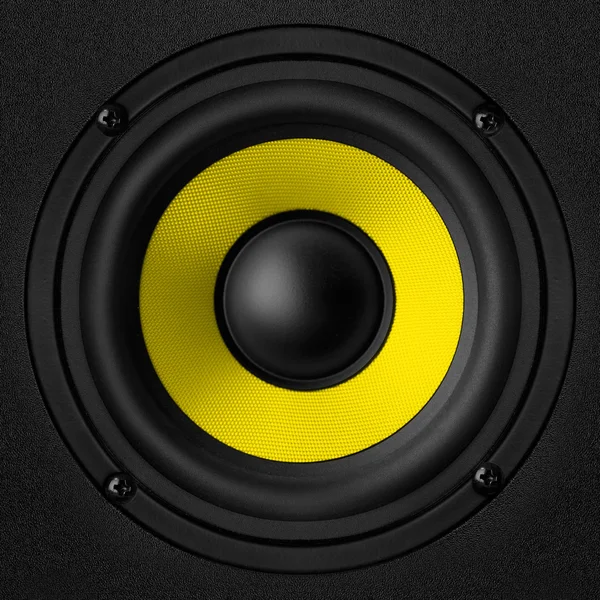 Głośnik czarna idealna żółty — Zdjęcie stockowe