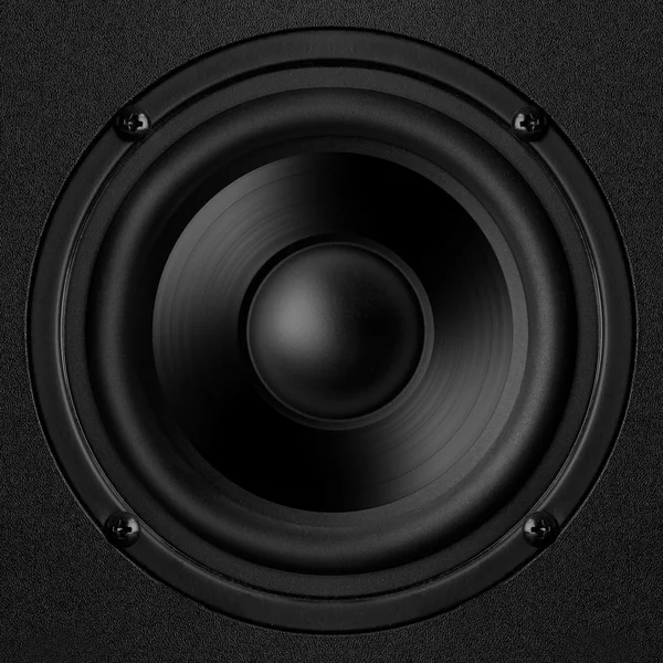 Czarny głośnik z metalową membraną — Zdjęcie stockowe