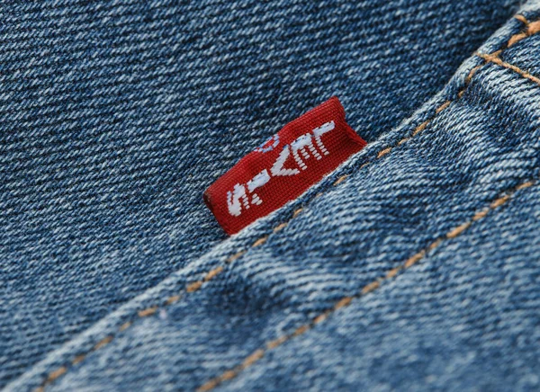 Feche Detalhes Novo Jeans Levi 501 Costuras Denim Textura Close — Fotografia de Stock