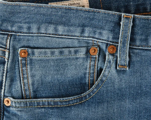 Nahaufnahme Der Details Der Neuen Levi 501 Jeans Knöpfe Und — Stockfoto