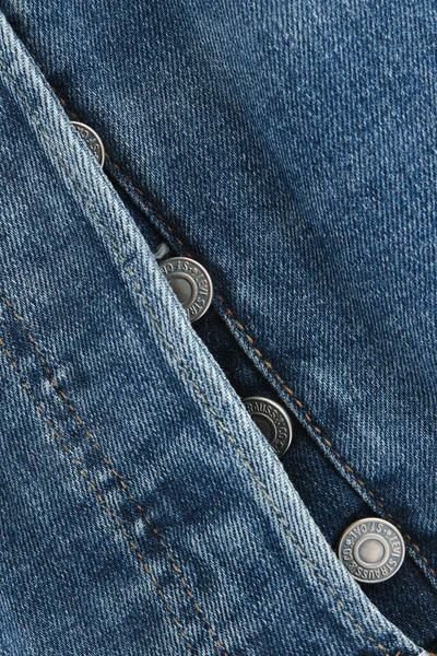 Primer Plano Los Detalles Del Nuevo Levi 501 Jeans Botones — Foto de Stock