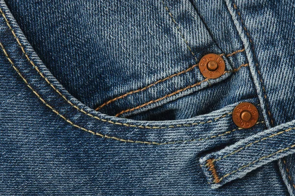 Primer Plano Los Detalles Del Nuevo Levi 501 Jeans Botones — Foto de Stock