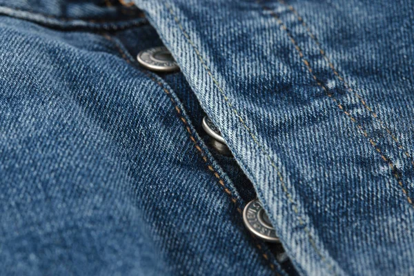 Nahaufnahme Der Details Der Neuen Levi 501 Jeans Knöpfe Und — Stockfoto