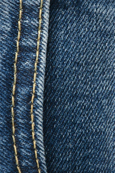 Costuras Jeans Cerca Costura Denim Primer Plano Fondo Vaqueros Azules — Foto de Stock