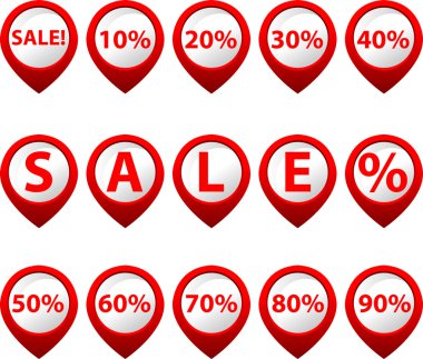 vektör kırmızı Satılık düğmeleri