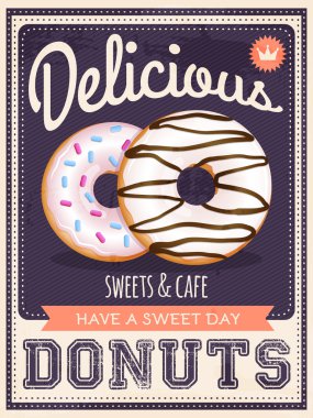 Vintage tarzı donut poster vektör