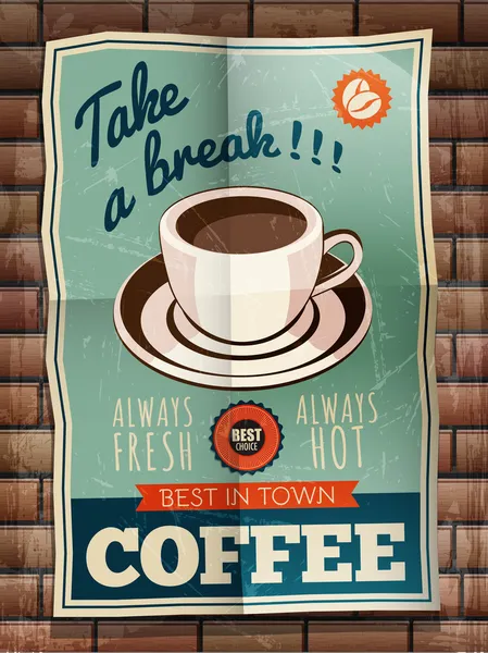 矢量咖啡复古海报 — 图库矢量图片