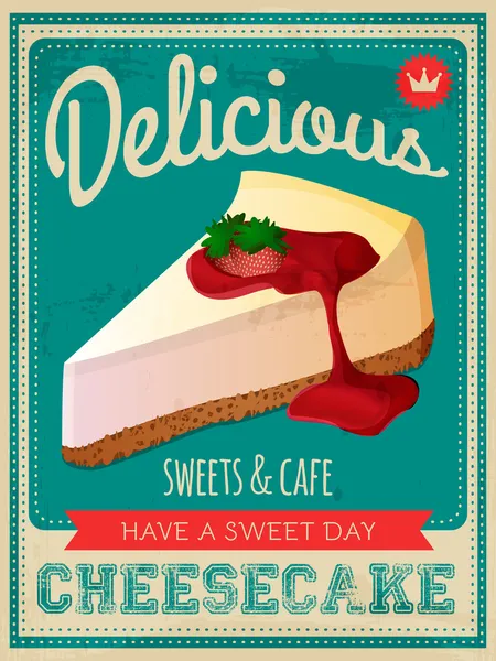 Vector vintage styled cheesecake poster — Stock Vector