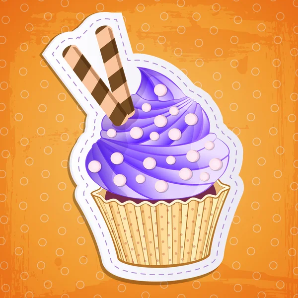 Vector cute cupcake stickers — Stock Vector