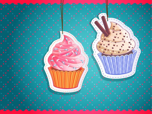 Vector lindo cupcake pegatinas — Archivo Imágenes Vectoriales