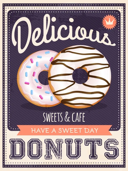 Vektor Vintage Styled Donuts Poster — Stockvektor