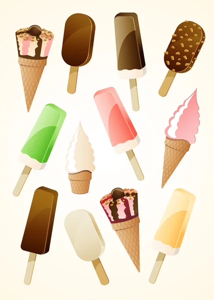 Conjunto de sorvetes vetoriais —  Vetores de Stock