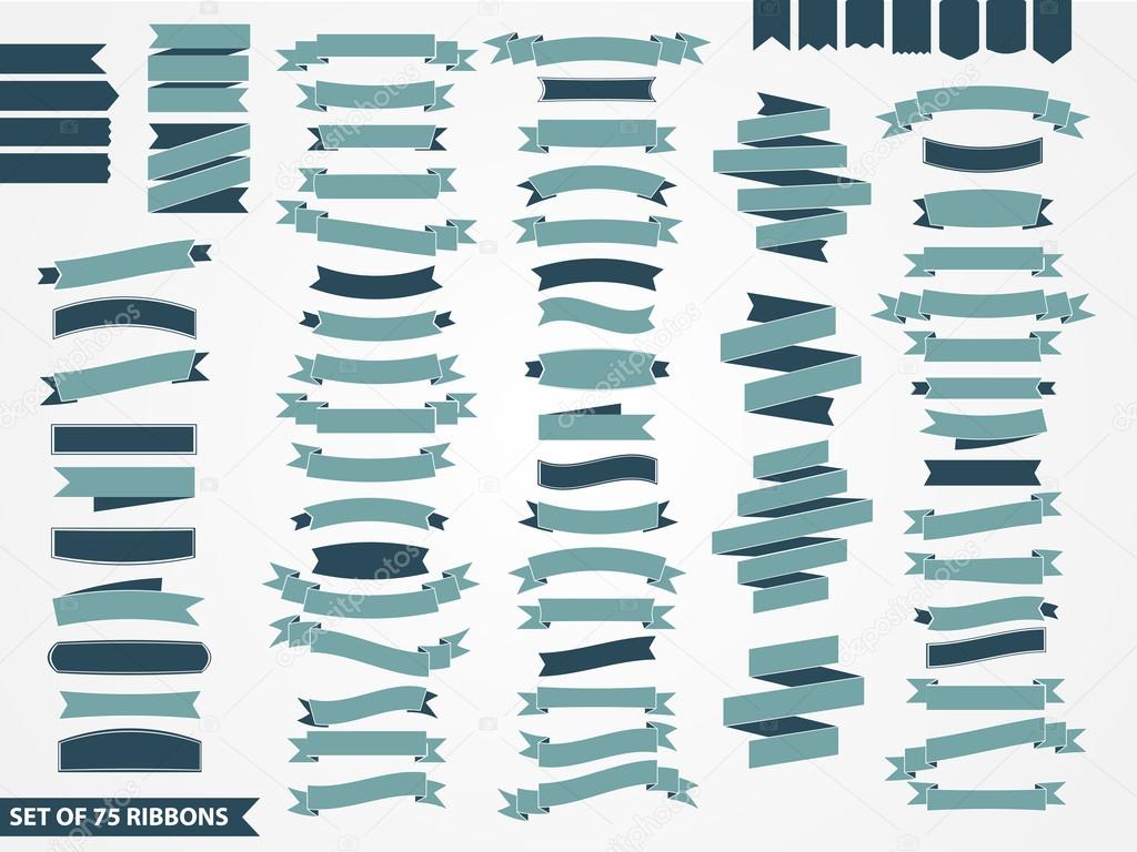 Vector set of 75 ribbons