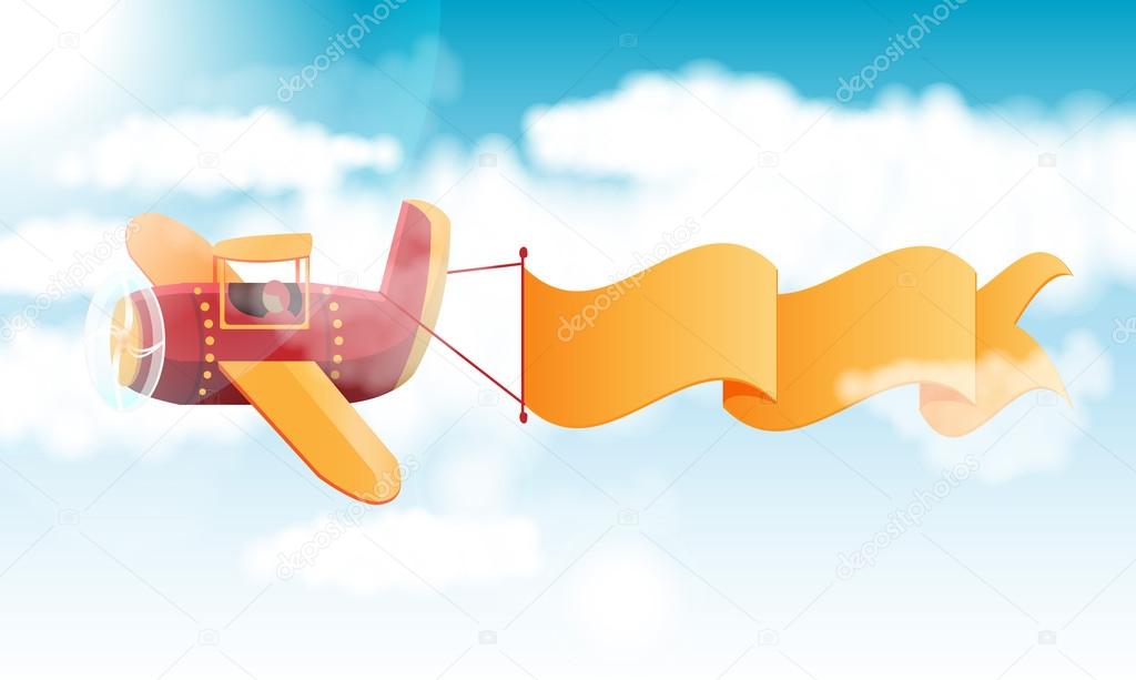 Vector retro airplane with a banner