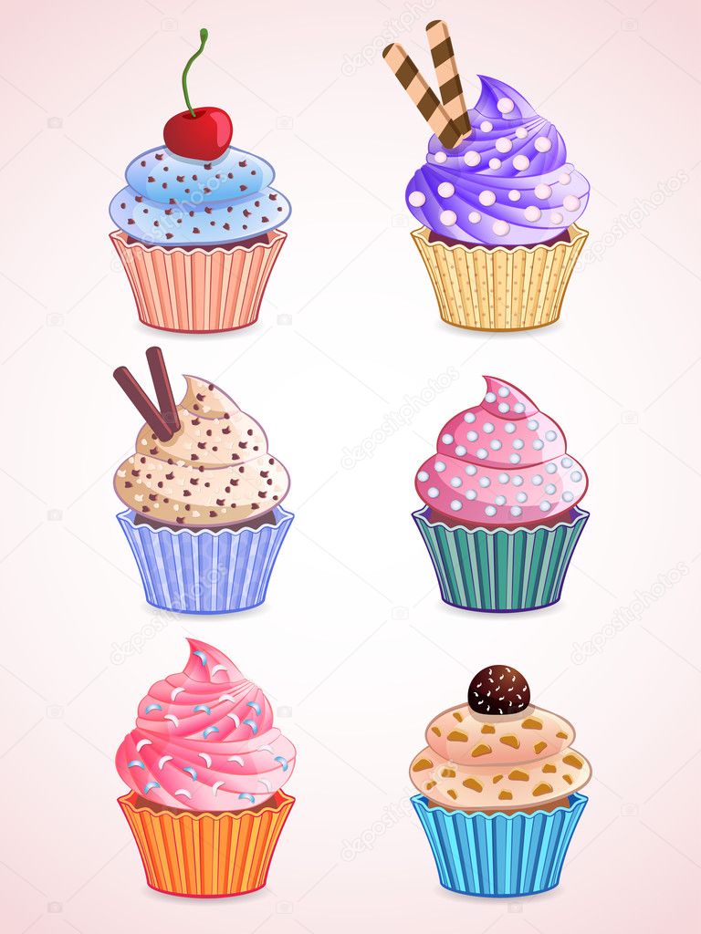 Vector cute cupcakes