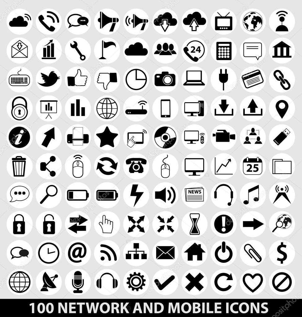 Vector network and mobile icons