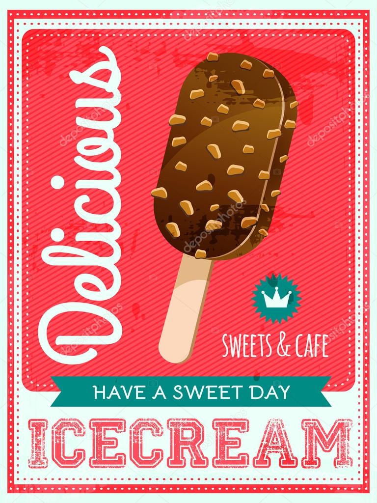 Vector vintage styled ice cream poster