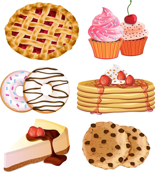 Set of vector delicious desserts — Stock Vector