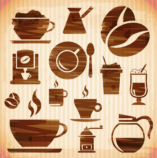 Векторные иконки кофе - стиль кисти — стоковый вектор