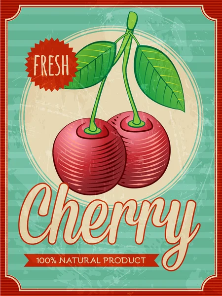 Vector vintage styled cherry poster — Stock Vector