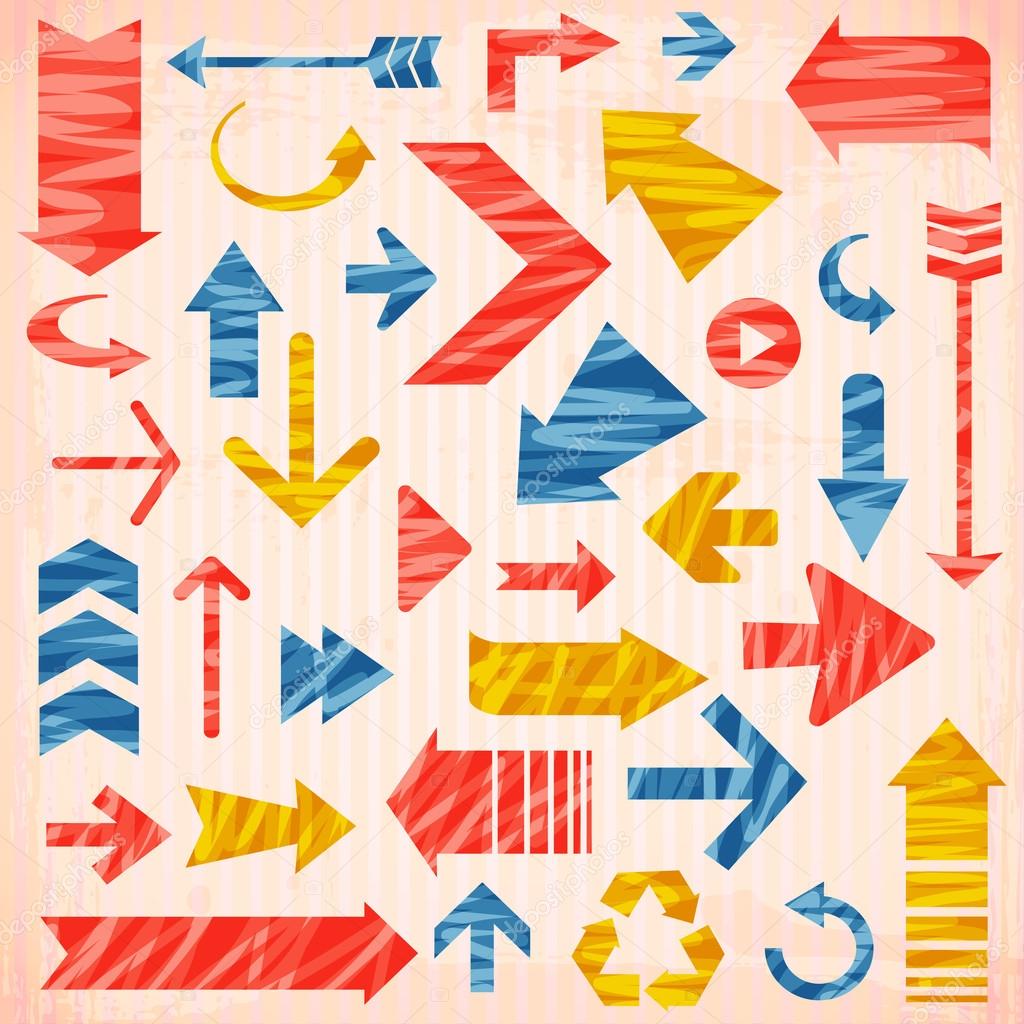 Vector colorful arrows - brush stroke style