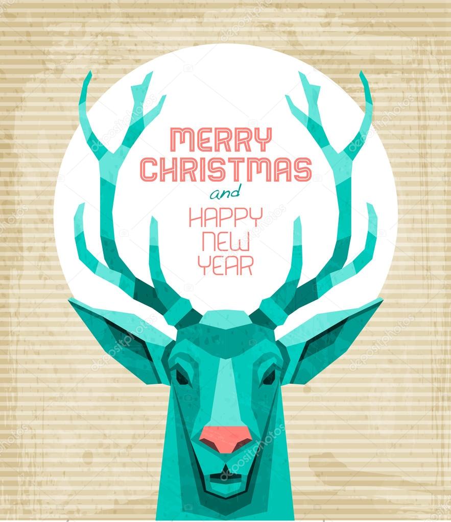 Vintage Deer Christmas Card