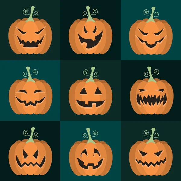 Conjunto de calabazas de Halloween vector — Archivo Imágenes Vectoriales