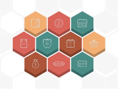 alışveriş simgeleri dizisi