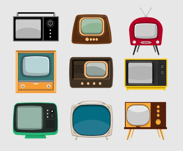 Set of old televisions — Stock Vector