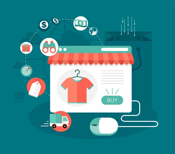 Online-shop concept illustratie — Stockvector