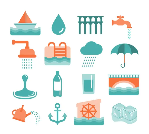 Water pictogrammen — Stockvector