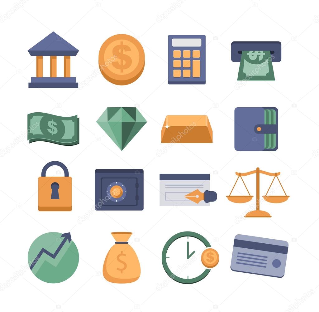 Set of modern money and finance icons