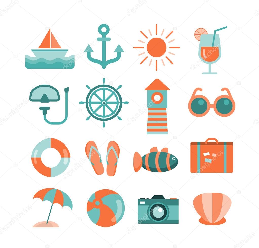Set of sea and beach icons