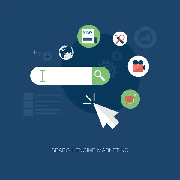 Illustrazione moderna del concetto di search engine marketing vettoriale Illustrazioni Stock Royalty Free