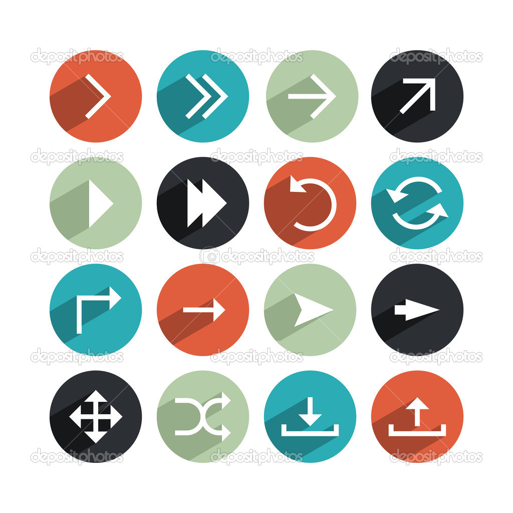 Set of modern arrows icons