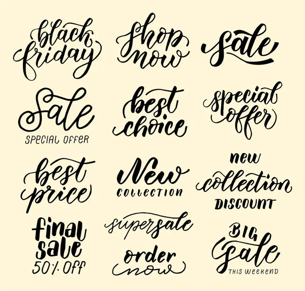 Sale Shopping Modern Brush Calligraphy Hand Lettering Phrases Vector Illustration Ilustração De Stock