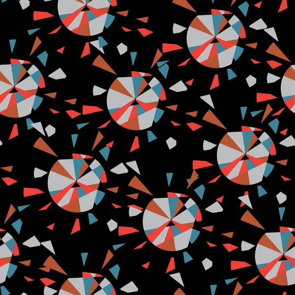 Красочные Абстрактные Сломанный Круг Округлые Геометрические Бесшовные Вектор Шаблона Дизайн — стоковый вектор